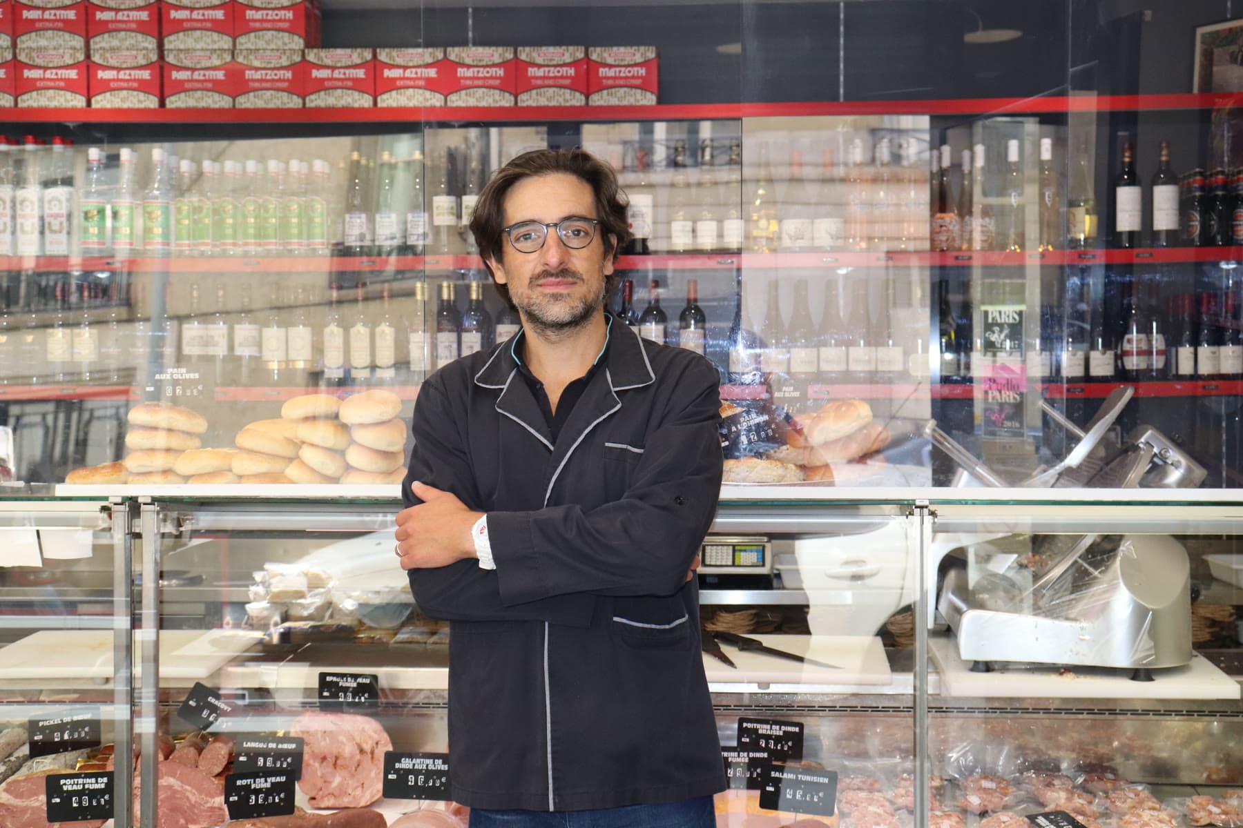 Nicolas Panzer in his kosher Jewish delicatessen in the 16th arrondissement of Paris